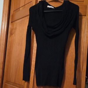 Elegant Black Cowl Neck Sweater